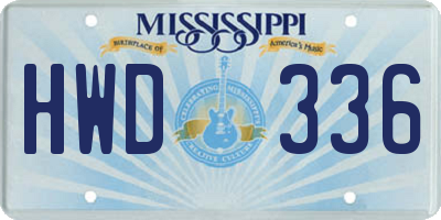 MS license plate HWD336