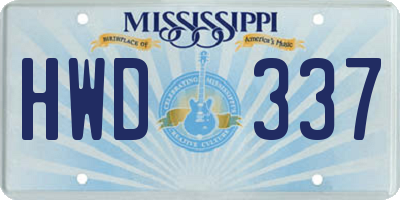 MS license plate HWD337