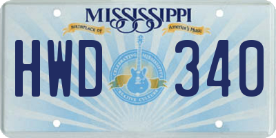 MS license plate HWD340