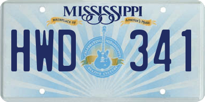 MS license plate HWD341