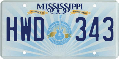 MS license plate HWD343