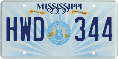 MS license plate HWD344