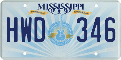 MS license plate HWD346