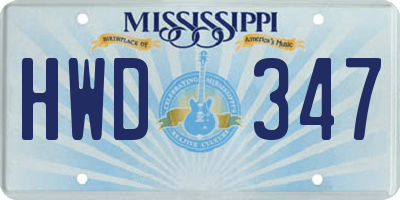 MS license plate HWD347