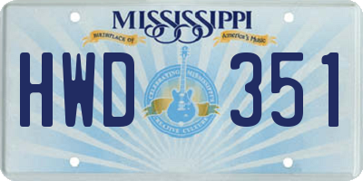 MS license plate HWD351