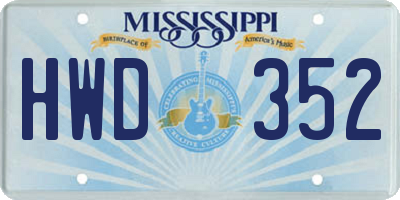 MS license plate HWD352
