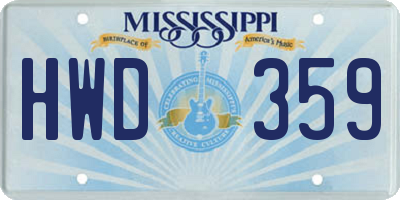 MS license plate HWD359