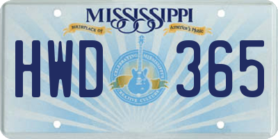 MS license plate HWD365