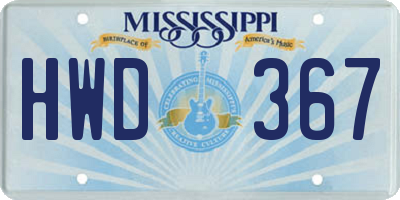 MS license plate HWD367