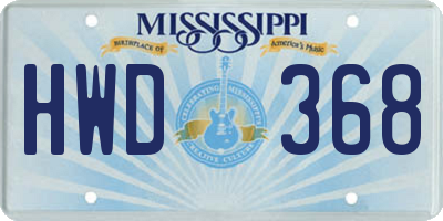 MS license plate HWD368