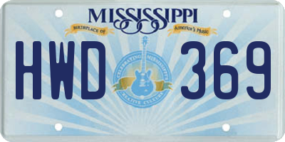 MS license plate HWD369