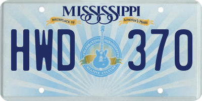 MS license plate HWD370