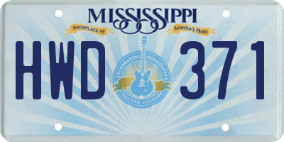 MS license plate HWD371