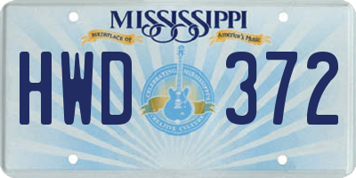 MS license plate HWD372