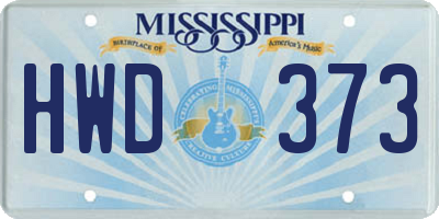 MS license plate HWD373