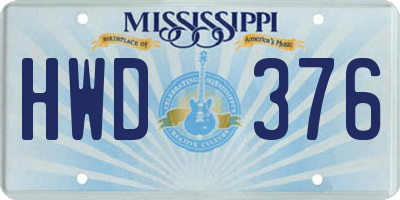MS license plate HWD376