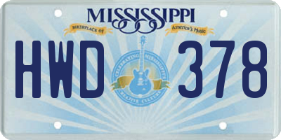 MS license plate HWD378
