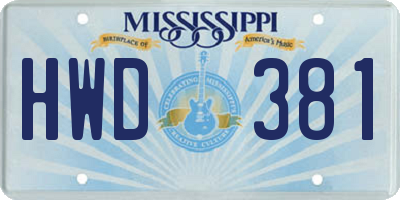 MS license plate HWD381