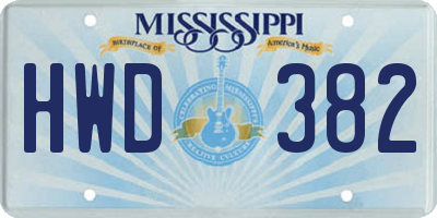 MS license plate HWD382