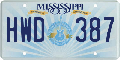 MS license plate HWD387