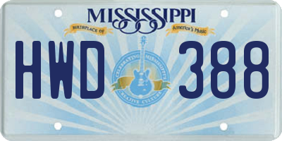 MS license plate HWD388