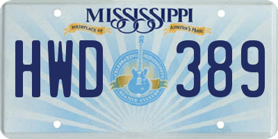 MS license plate HWD389
