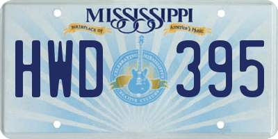 MS license plate HWD395