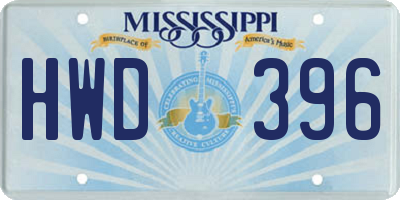 MS license plate HWD396