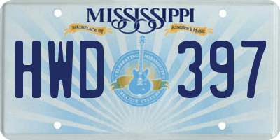 MS license plate HWD397