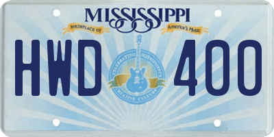 MS license plate HWD400