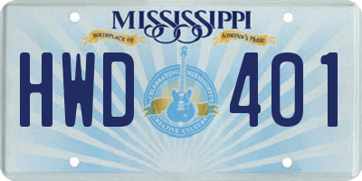 MS license plate HWD401