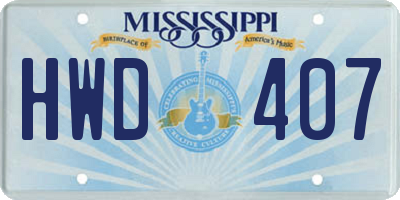 MS license plate HWD407