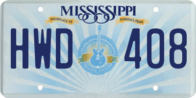 MS license plate HWD408