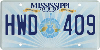 MS license plate HWD409