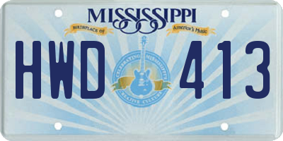 MS license plate HWD413