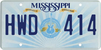 MS license plate HWD414