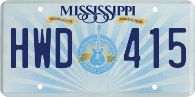 MS license plate HWD415