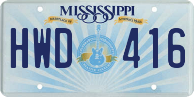 MS license plate HWD416