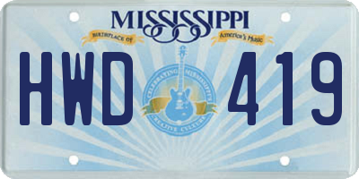MS license plate HWD419