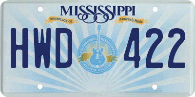 MS license plate HWD422