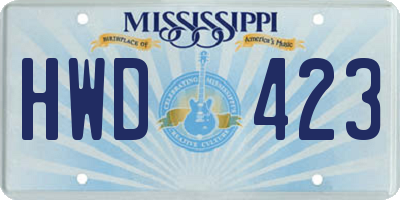 MS license plate HWD423