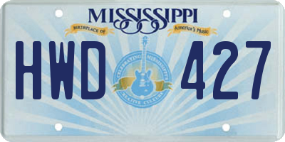 MS license plate HWD427