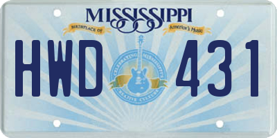 MS license plate HWD431