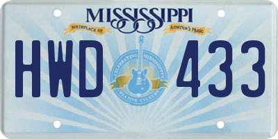 MS license plate HWD433