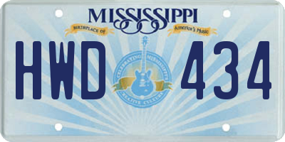 MS license plate HWD434