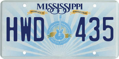MS license plate HWD435