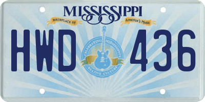 MS license plate HWD436