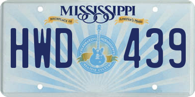 MS license plate HWD439