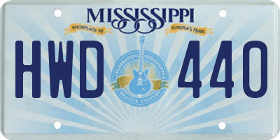 MS license plate HWD440