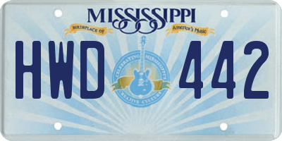 MS license plate HWD442